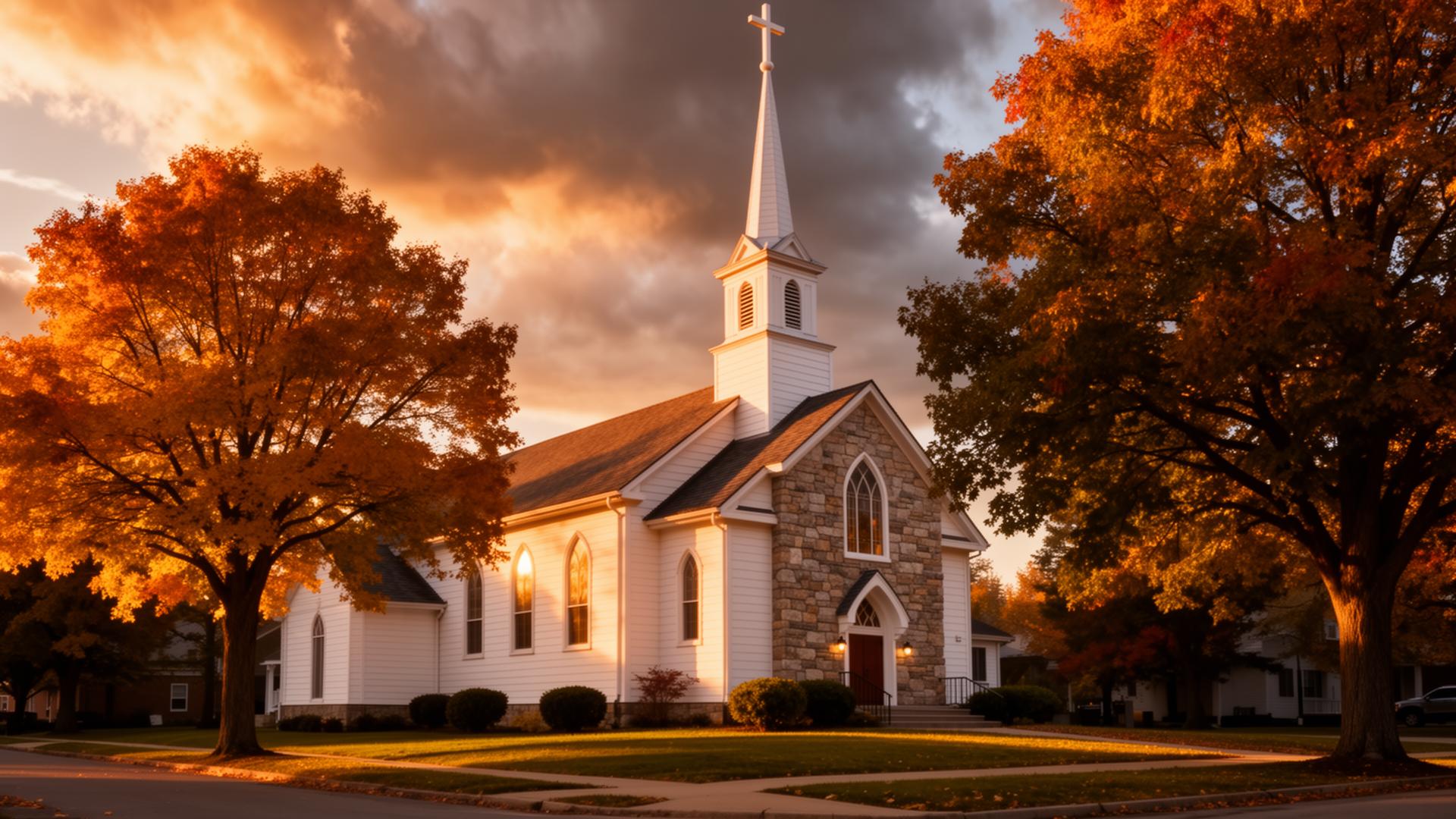 Thomas Presbyterian Church at golden hour